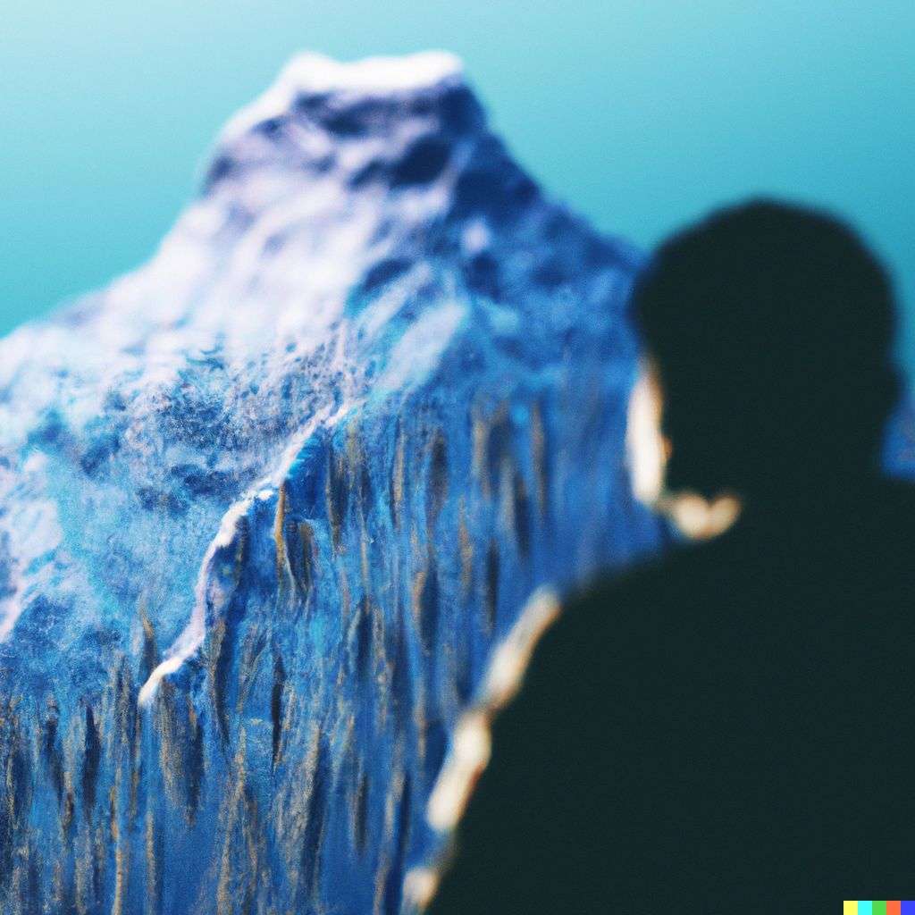 someone gazing at Mount Everest, particle simulation, Octane render